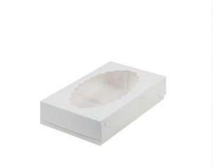 Коробка для эклеров 24*14*5 см белая/крафт с окном