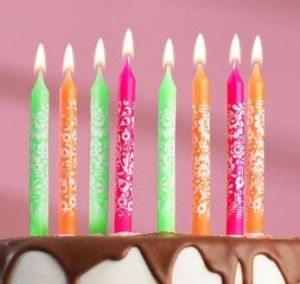 Набор свечей для торта "С Днём Рождения" с цветочками, классические, 8 штук 4075416