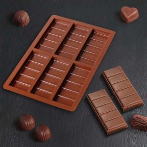 Форма для шоколада 6 ячеек 26х17х1 см (11,3х4,4) "Плитка.Крупные дольки" цвет шоколадный   4708568