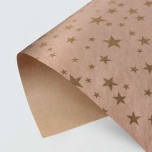 Бумага упаковочная крафтовая «Звезды», золотая краска, 70 × 100 см   4681766