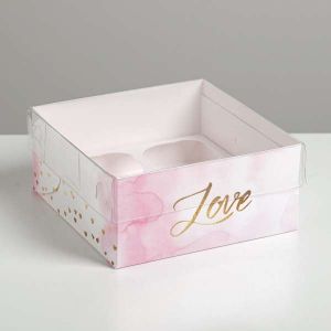 Коробка для капкейков на 4 шт "Love" 16*16*7.5 см