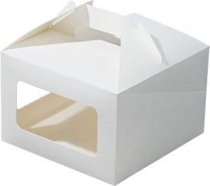 Коробка для торта 18*18*12 см белая с ручками