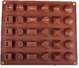 Форма для шоколада 30 ячеек 27х23х1,5 см (3,2х3,2) "Коробка конфет" цвет шоколадный 2570386