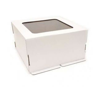 Коробка для торта 28*28*14 см белая с окном
