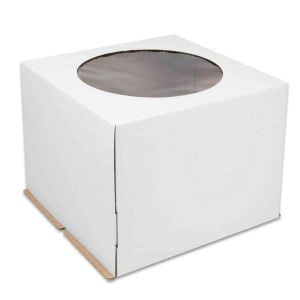 Коробка для торта 24*24*22 см белая с окном