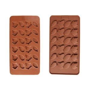 Форма для льда и шоколада 24 ячейки 21,2х11,5х0,3 см "Листики", шоколадная 2854848