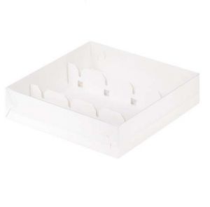 Коробка под кейк-попсы с пластиковой крышкой 20*20*5 см Белая