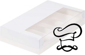 Коробка для эклеров и эскимо на 4 шт 25*15*5 см белая с пластик.крышкой