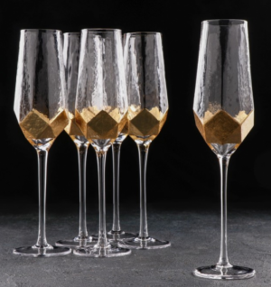 Набор бокалов для шампанского 6 шт "Дарио" 180 мл, 7х27,5 см, золото
