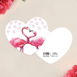 Открытка-валентинка «Любовь», фламинго, 7 х 6 см