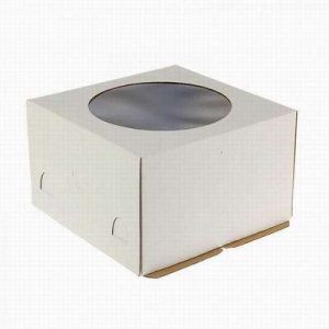Коробка для торта с окном гофрокартон (крышка+дно) белая 30*30*30 см.