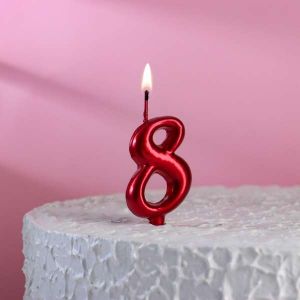 Свеча для торта, цифра "8", рубиновый 5928137