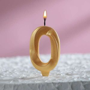 Свеча цифра 0 "Грань",золотой металлик 6,5 см