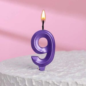Свеча цифра 9 "Грань",фиолетовый металлик 6536358