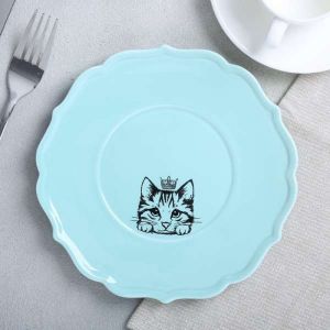 Тарелка классический стиль "Кошка", голубая, 20 см   4437559