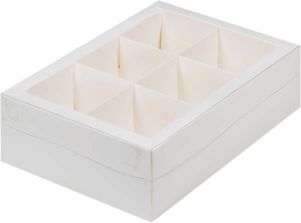 Коробка для ассорти десертов 24*17*7 см (6 ячеек) с ппластик. крышкой