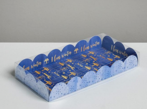 Коробка для кондитерских изделий с PVC крышкой «Зимние радости», 21 х 11 х 3 см   3613796