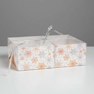 Коробка для капкейка «Снежинки», 23 × 16 × 7.5 см   5080532