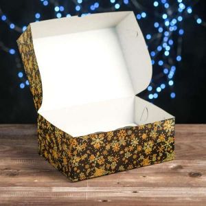 Коробка картонная на 6 капкейков "Звезды-снежинки" , 25 х 17 х 10 см 5180875