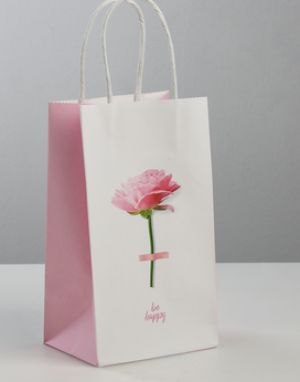Пакет подарочный крафт «Be happy», 12 × 21 × 9 см