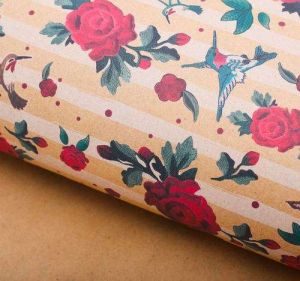 Бумага упаковочная крафтовая «Колибри и розы», 50 × 70 см 2791557