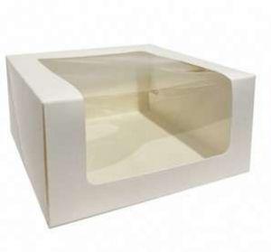 Коробка для торта 23,5*23,5*11 см белая с увеличенным окном