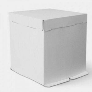 Коробка для торта без окна гофрокартон (крышка+дно) белая 30*30*45 см.
