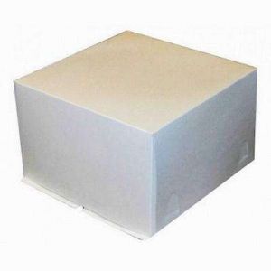 Коробка для торта без окна гофрокартон (крышка+дно) белая 35*35*25 см.