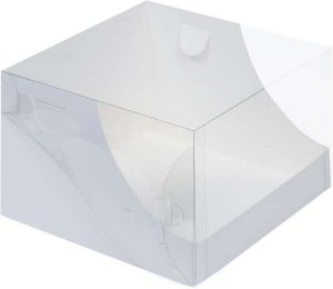 Коробка под торт с пластиковой крышкой белая 205*205*140