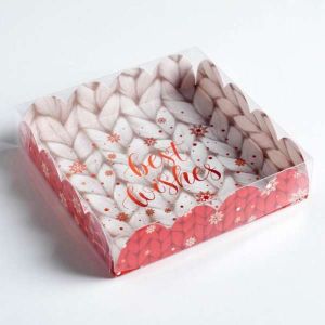 Коробка для кондитерских изделий с PVC крышкой Best wishes, 13 х 13 х 3 см   5128807