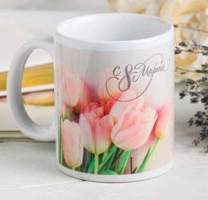 Кружка "С 8 марта" розовые тюльпаны, 330 мл 4147387