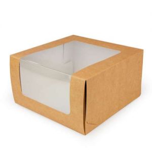 Коробка для торта 23,5*23,5*11 см крафт с увеличенным окном