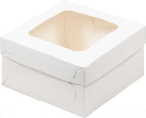 Коробка для эклеров на 3 шт 14*13*6 см белая с окном