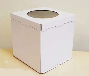 Коробка для торта 32*32*35 см белая с окном