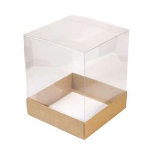 Коробка для кулича и пряничного домика 14,5*14,5*17,5 см с пластик,крышкой