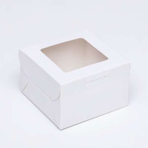 Коробка 10*10*6,5 см белая с окном