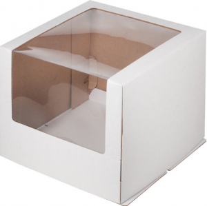 Коробка для торта 30*30*22 см белая с увеличенным окном