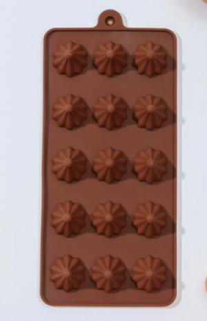 Форма для шоколада 15 ячеек 21х10х2,2 см "Трюфо", цвет шоколадный