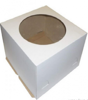 Коробка для торта 42*42*30 см белая с окном