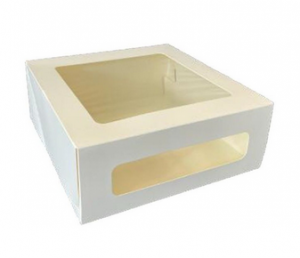Коробка для торта 22*22*10 см белая с окном
