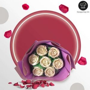Букет из крупных шоколадных роз  "Кондитер 44" (7 шт)