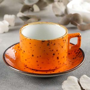 Кофейная пара "Созвездие" чашка 200 мл, блюдце 14 см, цвет оранжевый