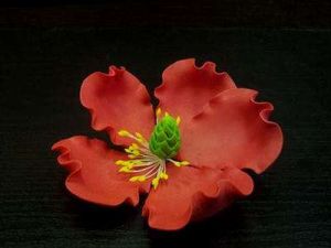 Цветы из мастики - "Цветок мака", Красный