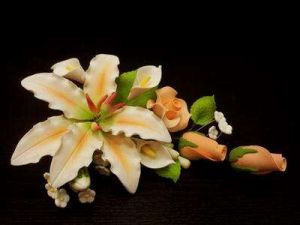 Цветы из мастики - "Букет лилий" (11142/p)