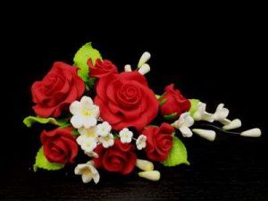 Цветы из мастики - "Букет роз", Красный (11137*D/p)