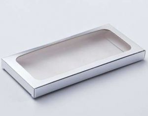 Подарочная коробка под плитку шоколада, с окном, серебро, 17 х 8 х 1,4 см