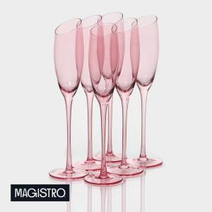 Набор бокалов для шампанского "Иллюзия" 180 мл 5,5х27,5 см, 6 шт, цвет розовый