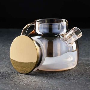 Чайник заварочный с металл ситом "Глори" 1л, цвет золотой